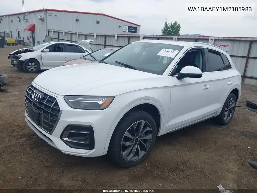 2021 Audi Q5 Premium Plus 45 Tfsi Quattro S Tronic VIN: WA1BAAFY1M2105983 Lot: 45604813
