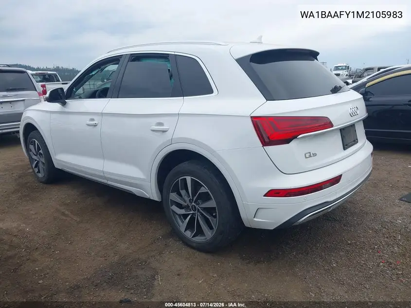 2021 Audi Q5 Premium Plus 45 Tfsi Quattro S Tronic VIN: WA1BAAFY1M2105983 Lot: 45604813