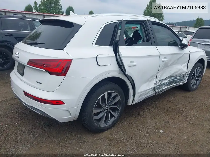 2021 Audi Q5 Premium Plus 45 Tfsi Quattro S Tronic VIN: WA1BAAFY1M2105983 Lot: 45604813