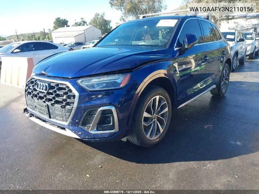WA1GAAFY3N2110156 2022 Audi Q5 Premium 45 Tfsi S Line Quattro S Tronic