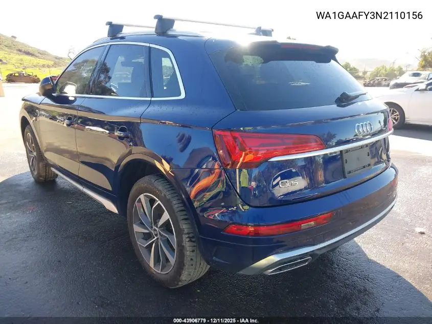 WA1GAAFY3N2110156 2022 Audi Q5 Premium 45 Tfsi S Line Quattro S Tronic