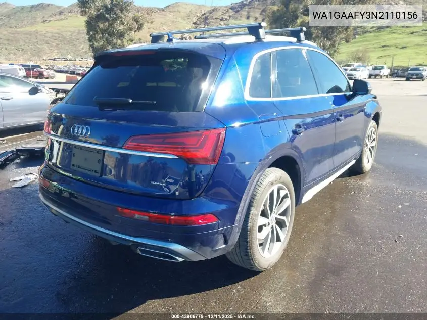 WA1GAAFY3N2110156 2022 Audi Q5 Premium 45 Tfsi S Line Quattro S Tronic