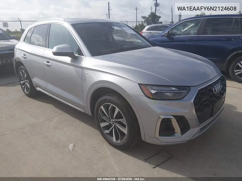 2022 Audi Q5 Premium Plus 45 Tfsi S Line Quattro S Tronic VIN: WA1EAAFY6N2124608 Lot: 45642158