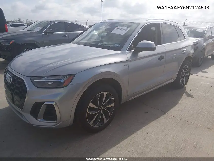 2022 Audi Q5 Premium Plus 45 Tfsi S Line Quattro S Tronic VIN: WA1EAAFY6N2124608 Lot: 45642158