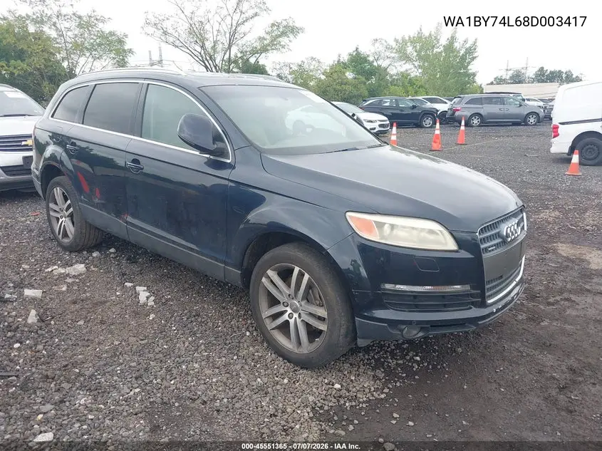 2008 Audi Q7 3.6 Premium VIN: WA1BY74L68D003417 Lot: 45551365