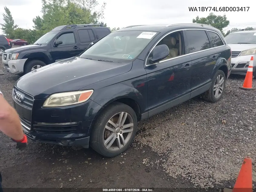2008 Audi Q7 3.6 Premium VIN: WA1BY74L68D003417 Lot: 45551365