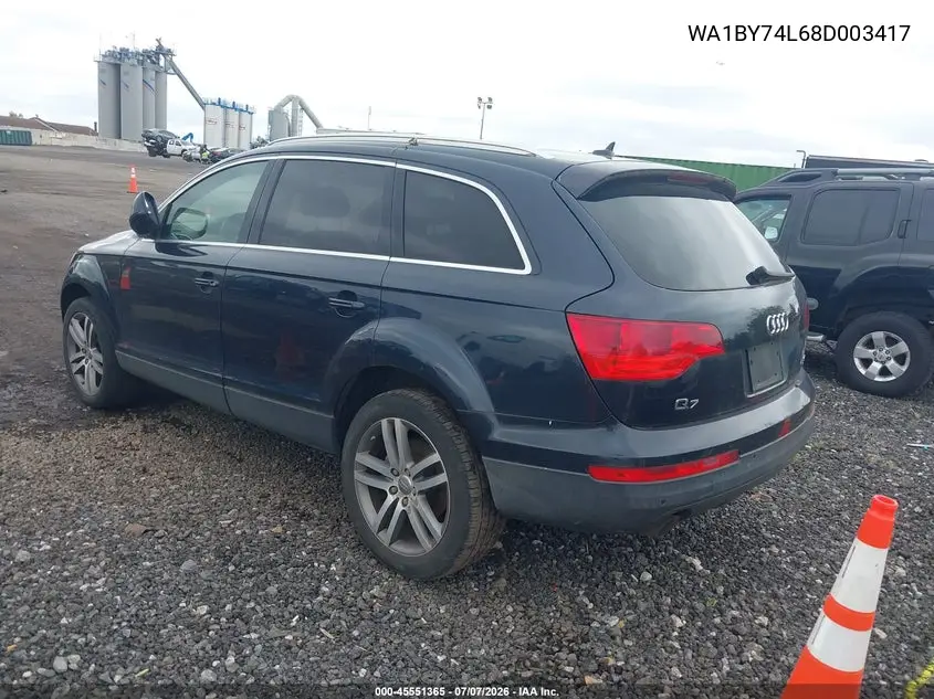 2008 Audi Q7 3.6 Premium VIN: WA1BY74L68D003417 Lot: 45551365
