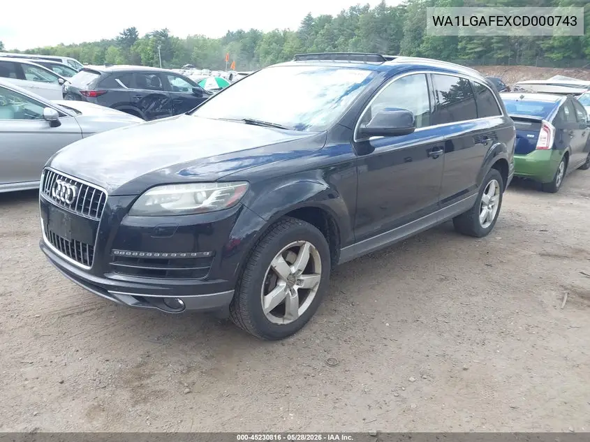 2012 Audi Q7 3.0T Premium VIN: WA1LGAFEXCD000743 Lot: 45230816