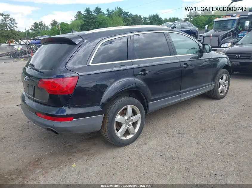 2012 Audi Q7 3.0T Premium VIN: WA1LGAFEXCD000743 Lot: 45230816