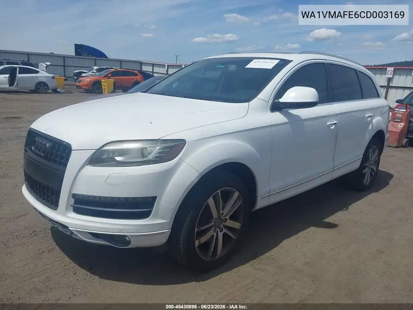 2012 Audi Q7 3.0 Tdi Premium VIN: WA1VMAFE6CD003169 Lot: 45430896