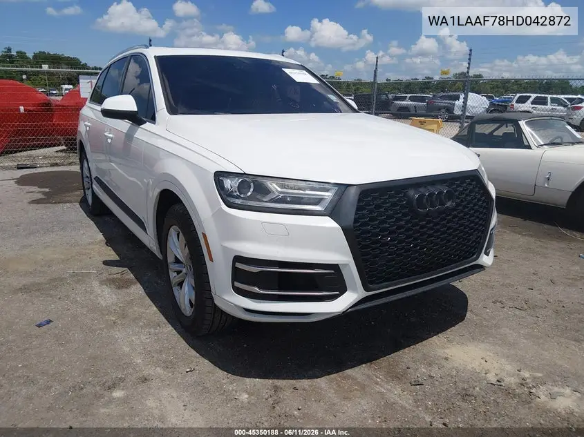2017 Audi Q7 3.0T Premium VIN: WA1LAAF78HD042872 Lot: 45350188