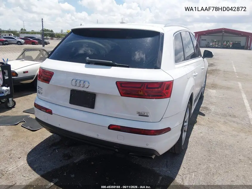 2017 Audi Q7 3.0T Premium VIN: WA1LAAF78HD042872 Lot: 45350188