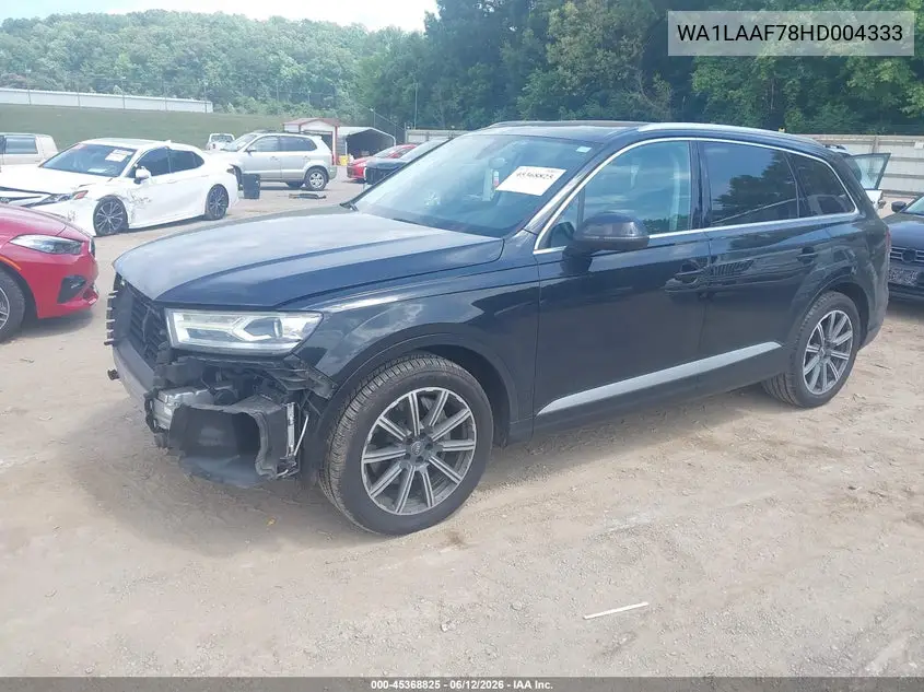2017 Audi Q7 3.0T Premium VIN: WA1LAAF78HD004333 Lot: 45368825