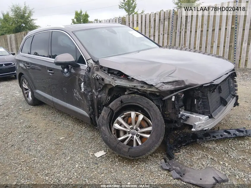 2017 Audi Q7 3.0T Premium VIN: WA1LAAF78HD020418 Lot: 45573662