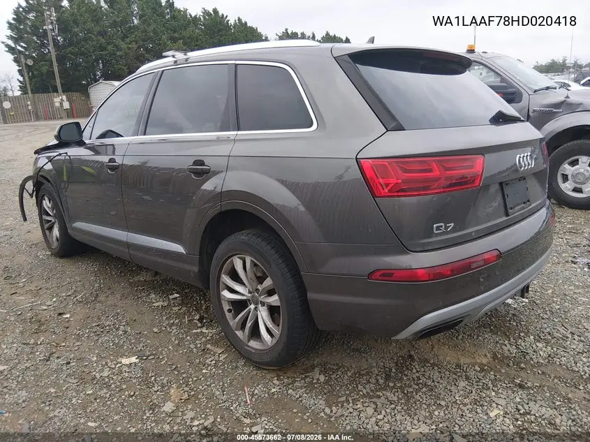 2017 Audi Q7 3.0T Premium VIN: WA1LAAF78HD020418 Lot: 45573662
