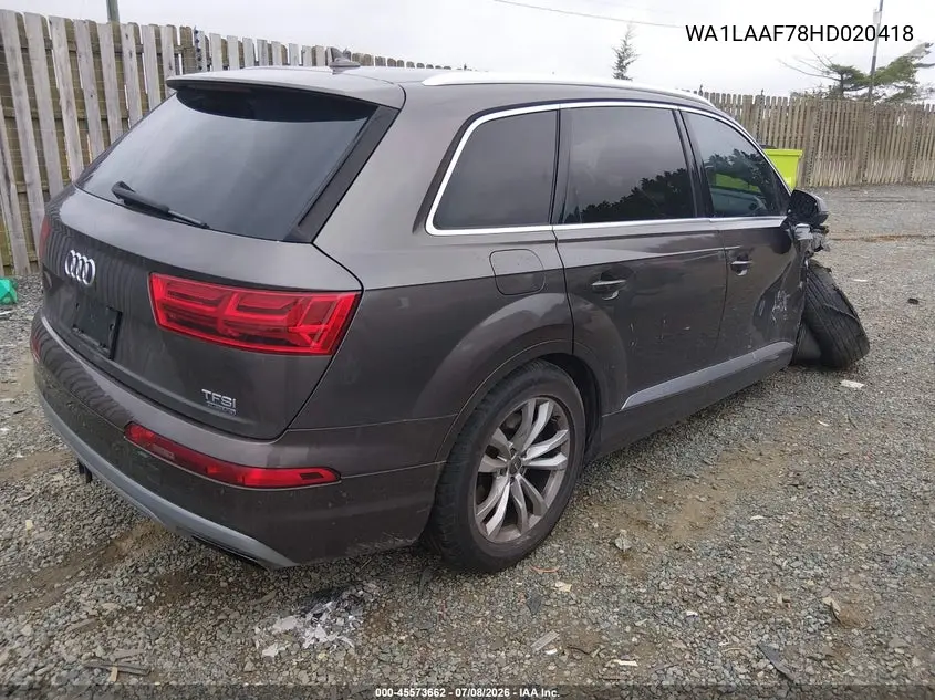 2017 Audi Q7 3.0T Premium VIN: WA1LAAF78HD020418 Lot: 45573662