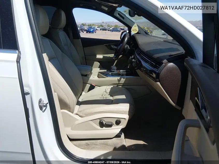2017 Audi Q7 3.0T Premium VIN: WA1VAAF72HD027812 Lot: 45604247