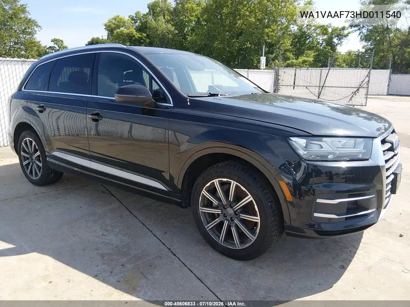 2017 Audi Q7 3.0T Premium VIN: WA1VAAF73HD011540 Lot: 45606833