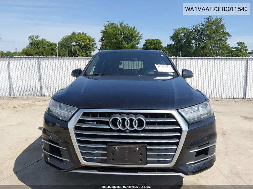2017 Audi Q7 3.0T Premium VIN: WA1VAAF73HD011540 Lot: 45606833