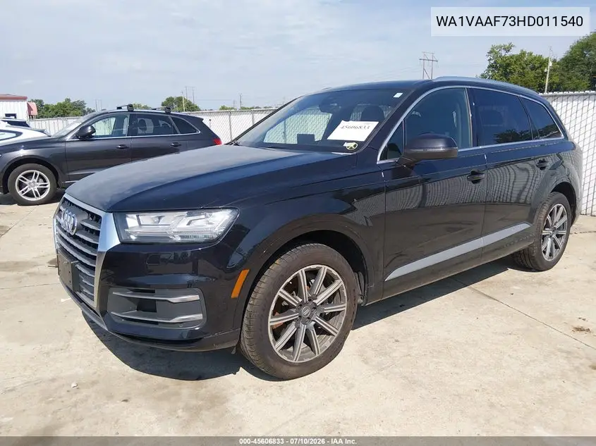 2017 Audi Q7 3.0T Premium VIN: WA1VAAF73HD011540 Lot: 45606833