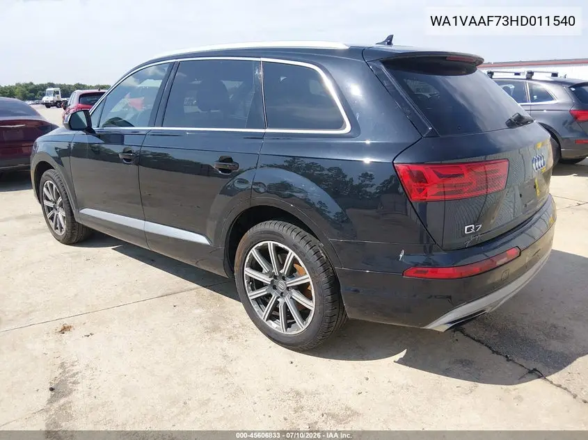 2017 Audi Q7 3.0T Premium VIN: WA1VAAF73HD011540 Lot: 45606833