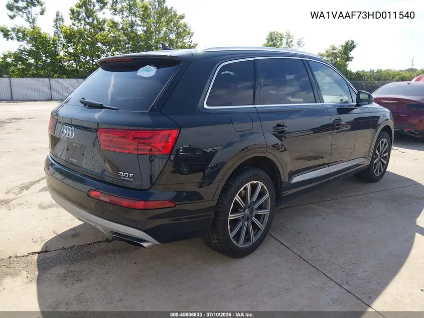 2017 Audi Q7 3.0T Premium VIN: WA1VAAF73HD011540 Lot: 45606833