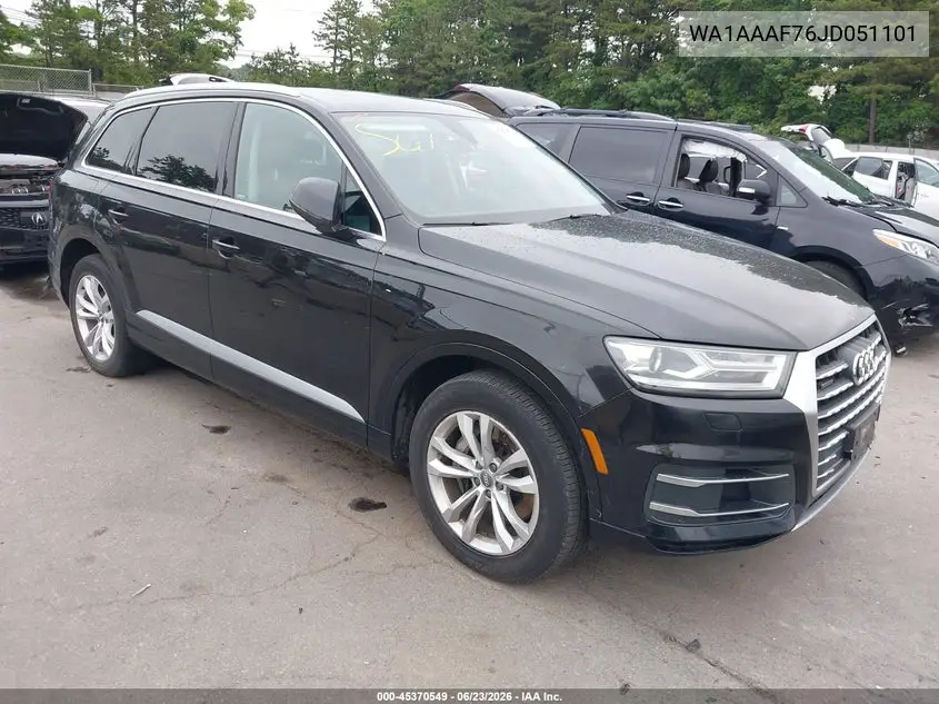 2018 Audi Q7 3.0T Premium VIN: WA1AAAF76JD051101 Lot: 45370549