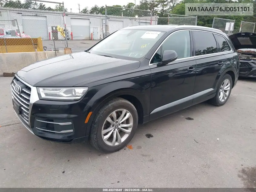 2018 Audi Q7 3.0T Premium VIN: WA1AAAF76JD051101 Lot: 45370549