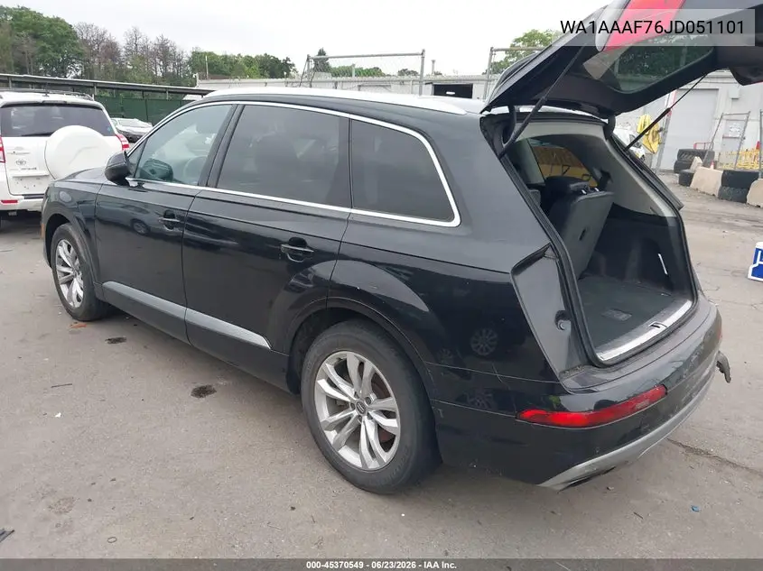2018 Audi Q7 3.0T Premium VIN: WA1AAAF76JD051101 Lot: 45370549