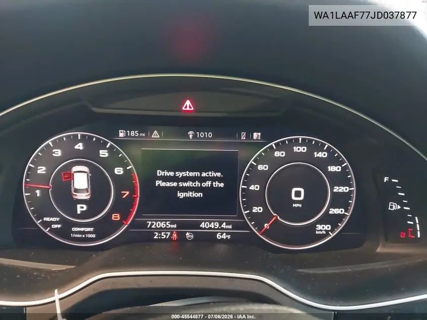2018 Audi Q7 3.0T Premium VIN: WA1LAAF77JD037877 Lot: 45544877
