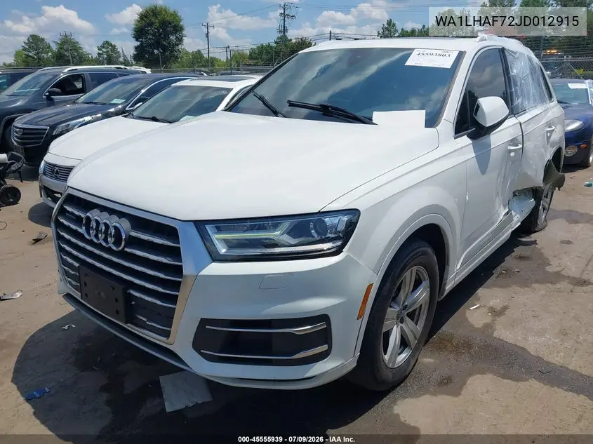 2018 Audi Q7 2.0T Premium VIN: WA1LHAF72JD012915 Lot: 45555939