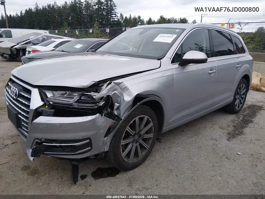 2018 Audi Q7 3.0T Premium VIN: WA1VAAF76JD000800 Lot: 45557642