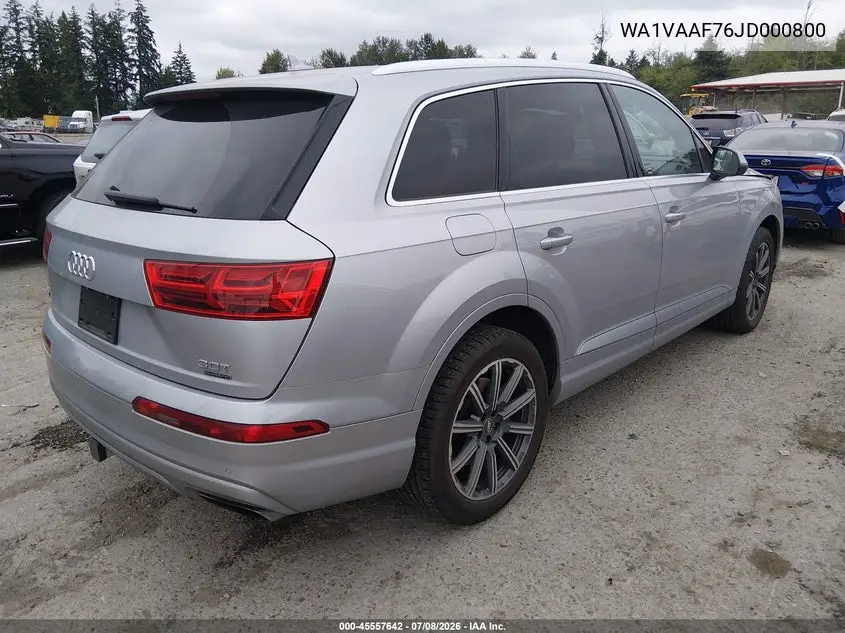 2018 Audi Q7 3.0T Premium VIN: WA1VAAF76JD000800 Lot: 45557642