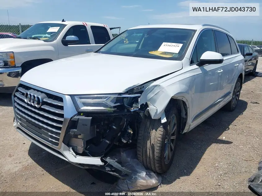 2018 Audi Q7 2.0T Premium VIN: WA1LHAF72JD043730 Lot: 45561929