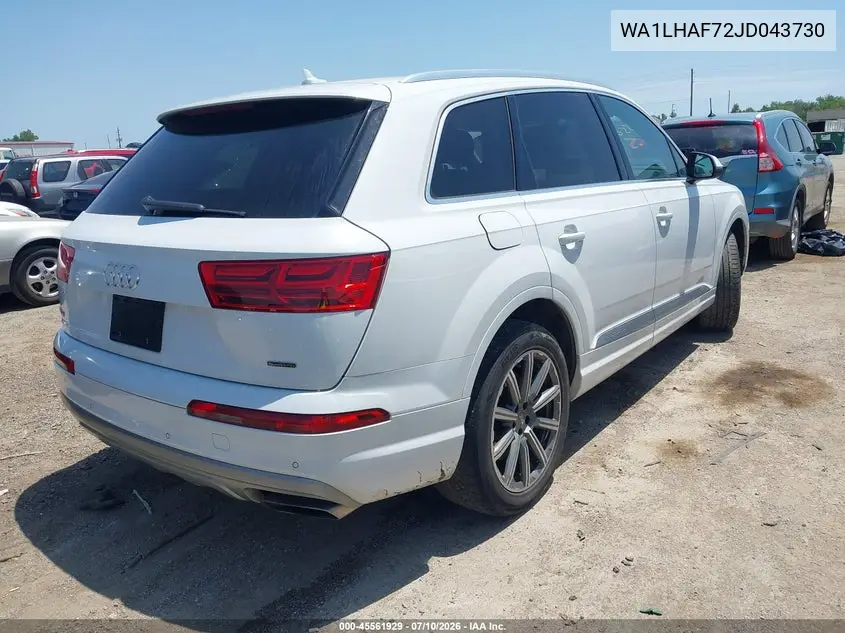 2018 Audi Q7 2.0T Premium VIN: WA1LHAF72JD043730 Lot: 45561929