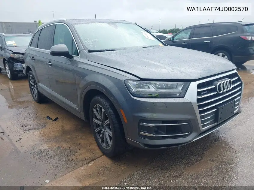 2018 Audi Q7 3.0T Premium VIN: WA1LAAF74JD002570 Lot: 45618505