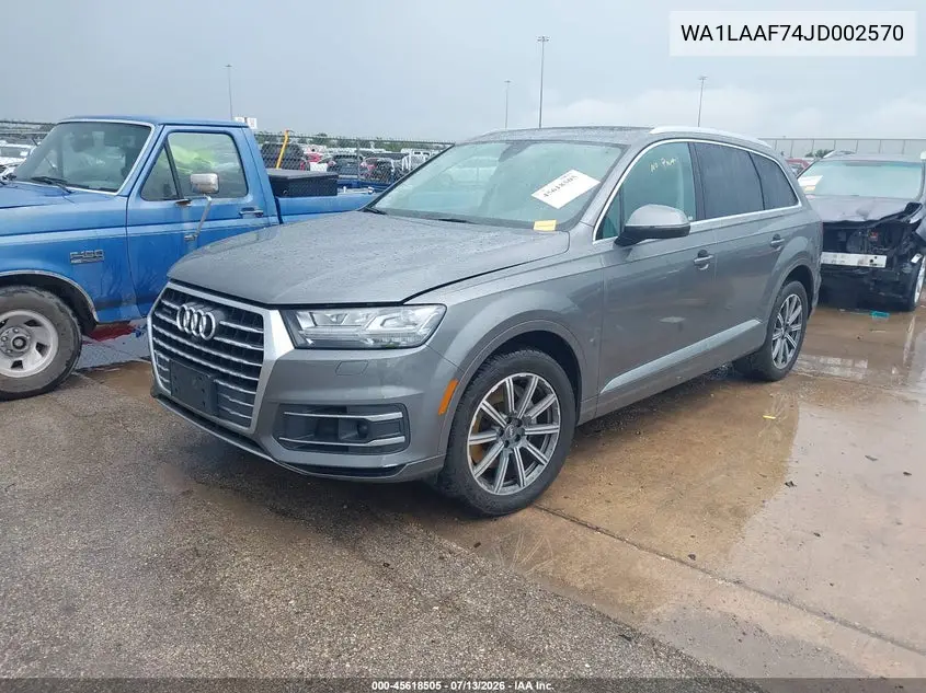 2018 Audi Q7 3.0T Premium VIN: WA1LAAF74JD002570 Lot: 45618505