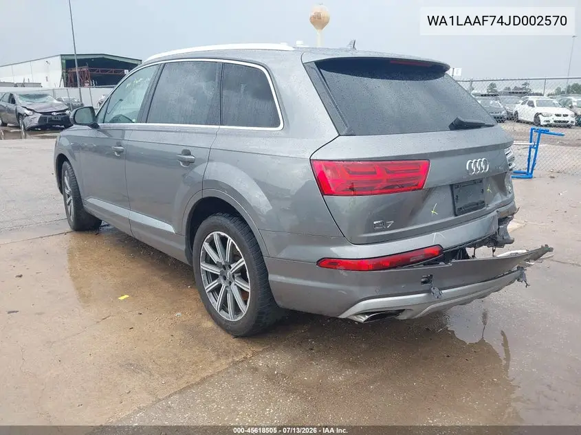 2018 Audi Q7 3.0T Premium VIN: WA1LAAF74JD002570 Lot: 45618505