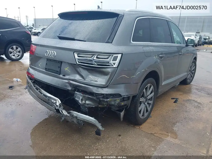 2018 Audi Q7 3.0T Premium VIN: WA1LAAF74JD002570 Lot: 45618505