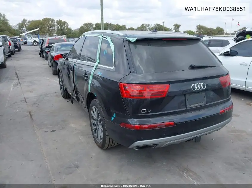 WA1LHAF78KD038551 2019 Audi Q7 45 Premium/45 Se Premium