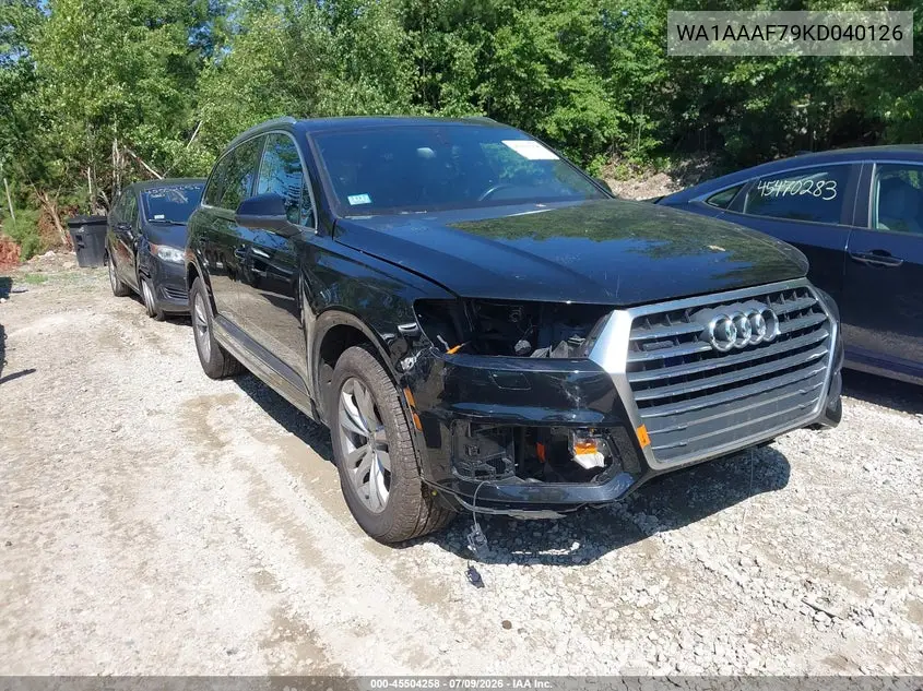 2019 Audi Q7 55 Premium/55 Se Premium VIN: WA1AAAF79KD040126 Lot: 45504258