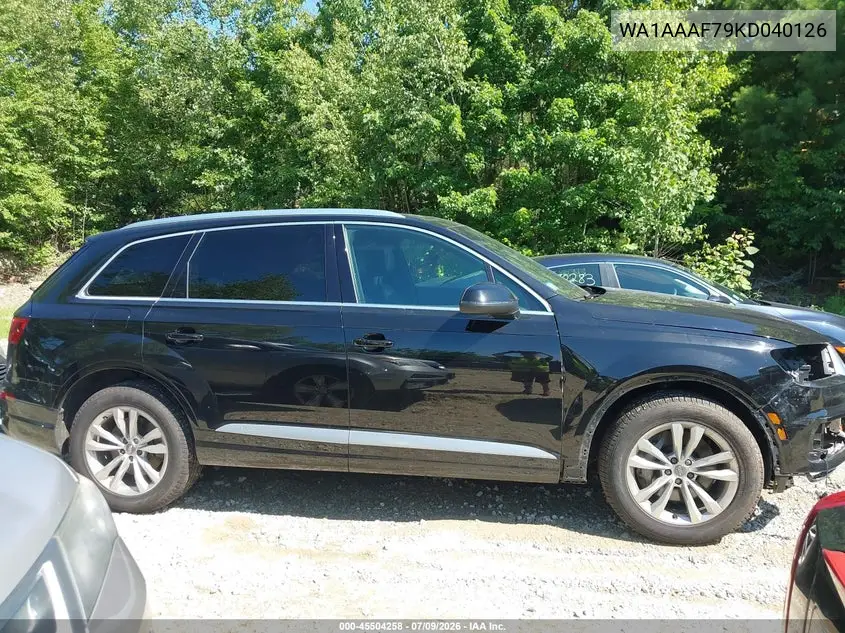 2019 Audi Q7 55 Premium/55 Se Premium VIN: WA1AAAF79KD040126 Lot: 45504258
