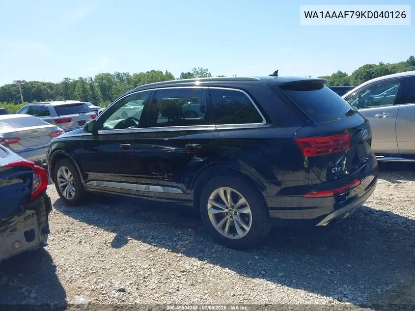 2019 Audi Q7 55 Premium/55 Se Premium VIN: WA1AAAF79KD040126 Lot: 45504258