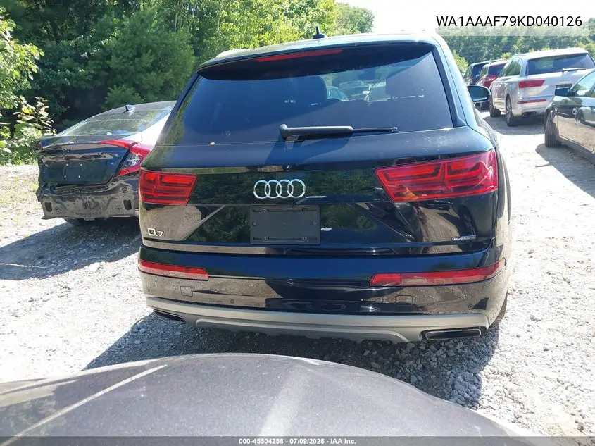 2019 Audi Q7 55 Premium/55 Se Premium VIN: WA1AAAF79KD040126 Lot: 45504258