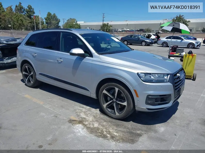 2019 Audi Q7 55 Premium VIN: WA1VAAF74KD018391 Lot: 45539581