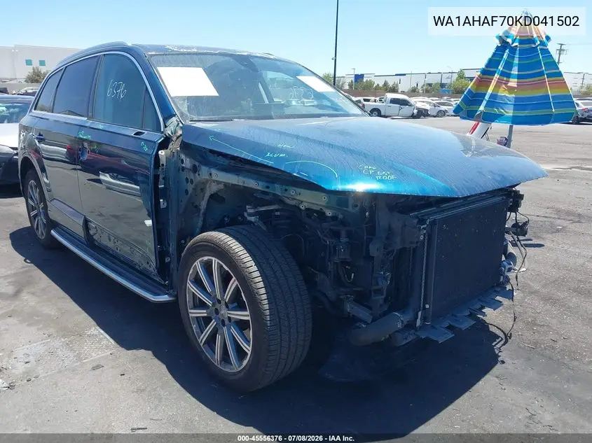 2019 Audi Q7 45 Premium/45 Se Premium VIN: WA1AHAF70KD041502 Lot: 45556376