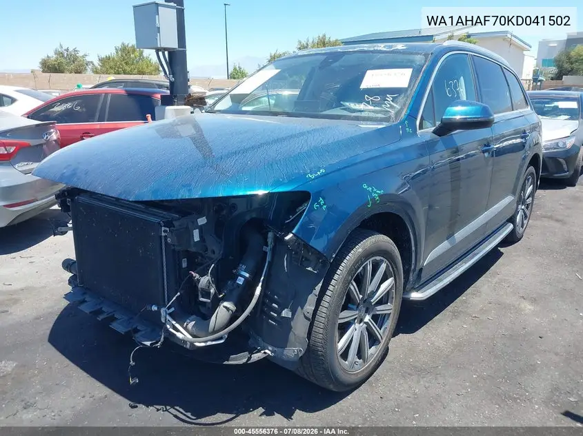 2019 Audi Q7 45 Premium/45 Se Premium VIN: WA1AHAF70KD041502 Lot: 45556376