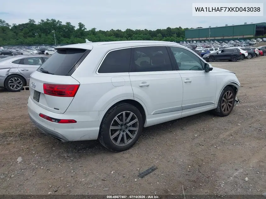 2019 Audi Q7 45 Premium VIN: WA1LHAF7XKD043038 Lot: 45577407