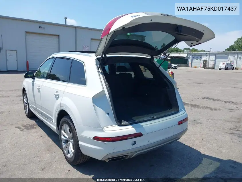 2019 Audi Q7 45 Premium/45 Se Premium VIN: WA1AHAF75KD017437 Lot: 45588884