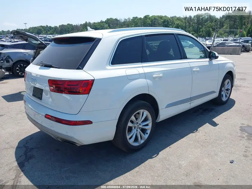 2019 Audi Q7 45 Premium/45 Se Premium VIN: WA1AHAF75KD017437 Lot: 45588884